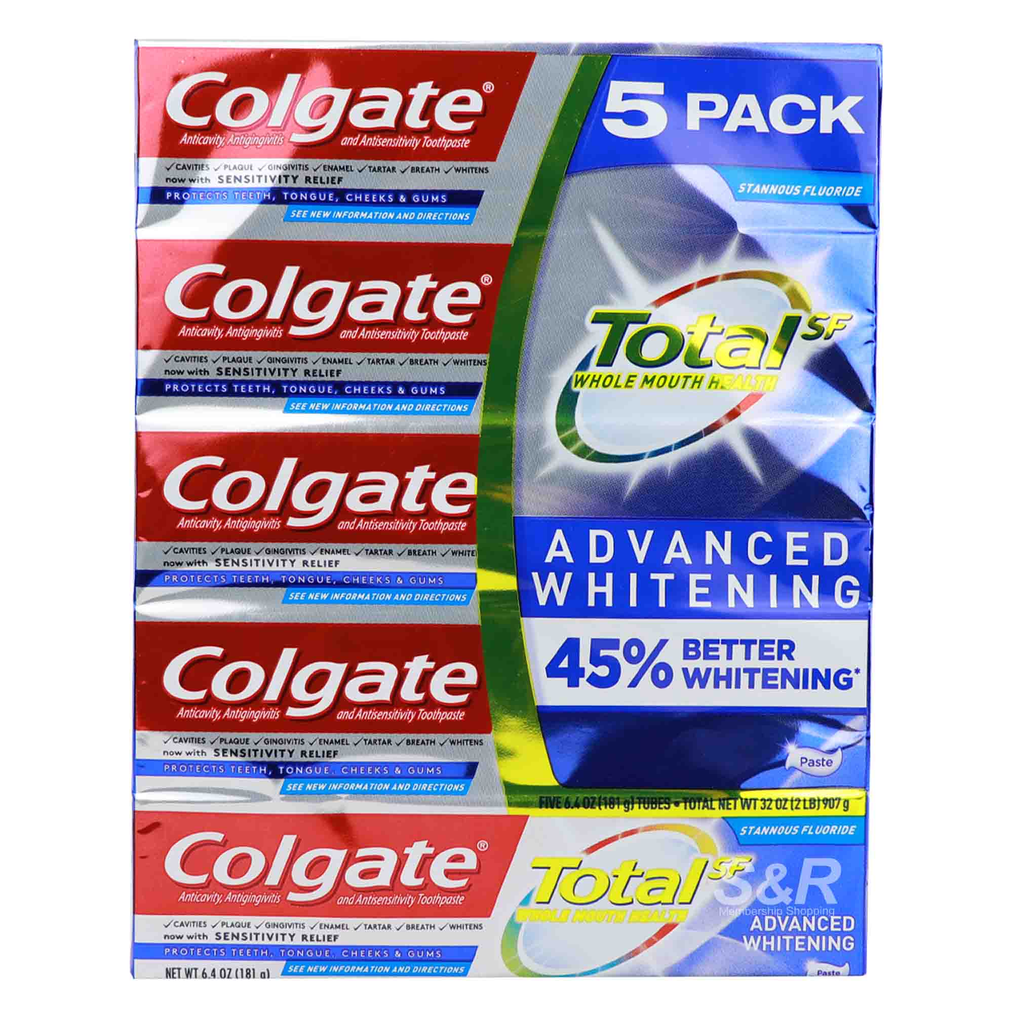Colgate Total SF Whole Mouth Health Advanced Whitening Toothpaste 5pcs Colgate Total SF Whole Mouth Health Advanced Whitening Toothpaste 5pcs